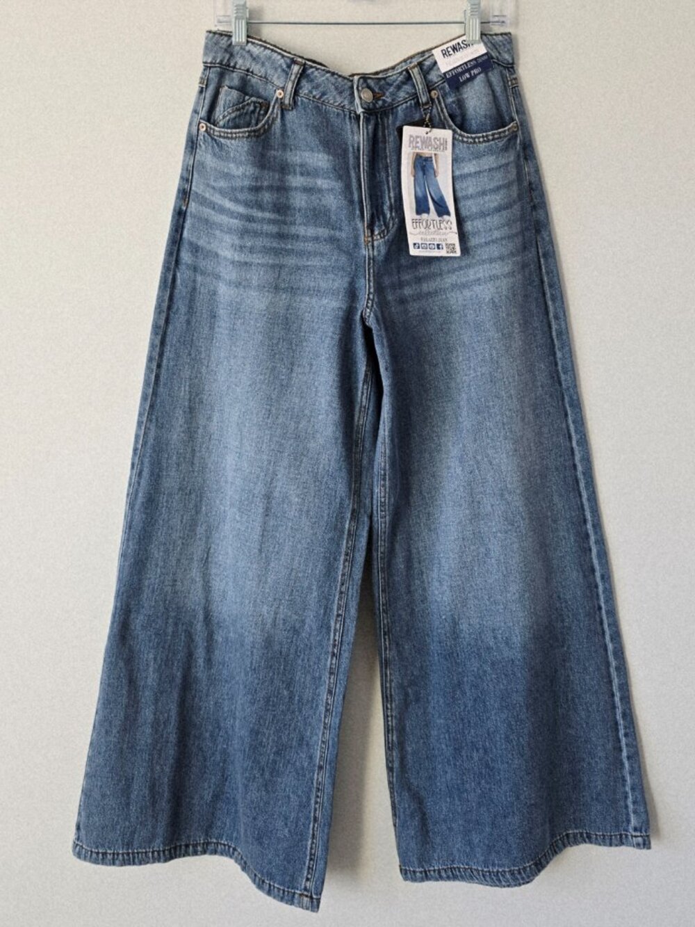 NWT REWASH High Rise Wide Leg Jeans 29 Light Wash Relaxed